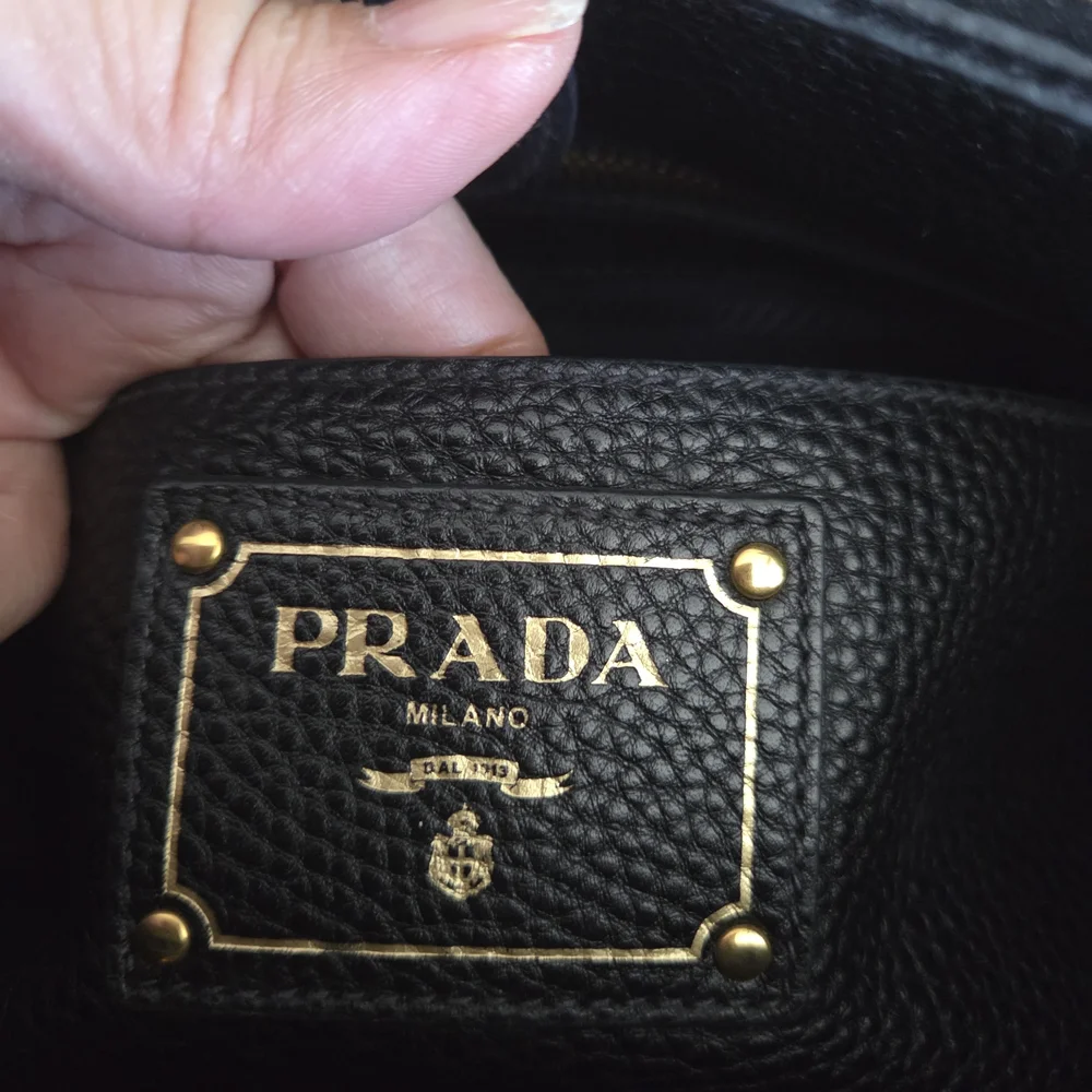 PRADA Black Textured Leather Satchel With Adjustable strap - Picture 3 of 11
